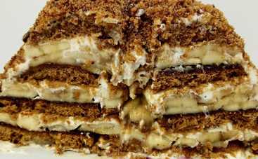 Торт из пряников с бананами и грецкими орехами. Рецепт