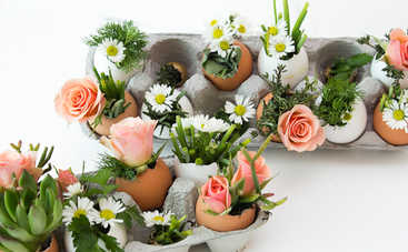 Пасхальный декор: горшочки для цветов из яичной скорлупы